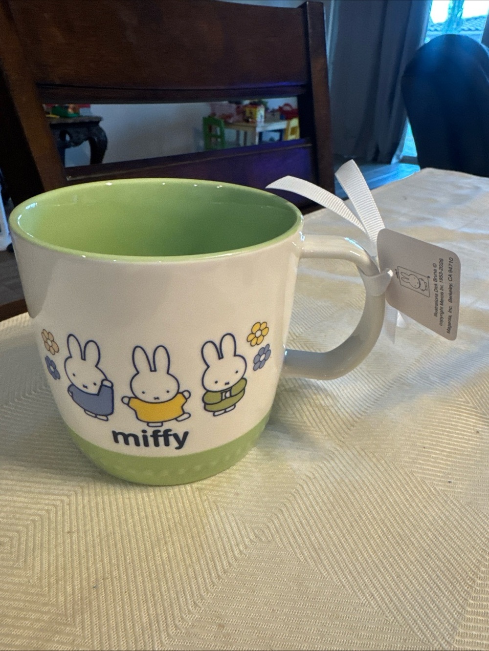 miffy White Mug with Light Green Interior and Base